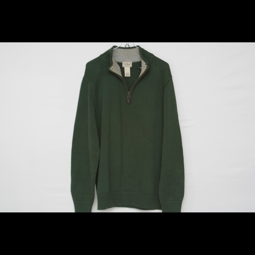 L.L. Bean Mens 3/4 zip up 100% Cotton Sz Large